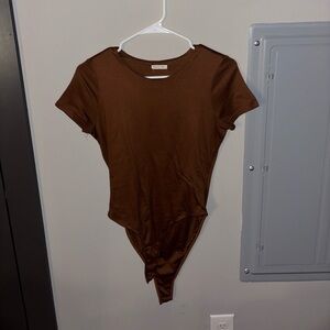 Brown Double Lined Short Sleeve Bodysuit